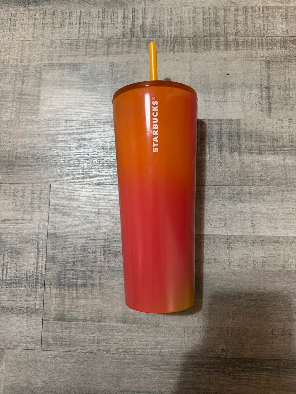 Starbucks 2022 24oz Orange Pink Yellow Gradient Cold Cup Tumbler NWT w/ Straw